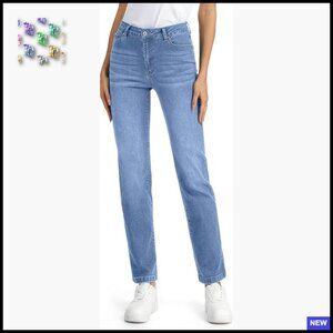 Straight Leg Jeans Stretch Denim Mid Rise Classic Fit Extra Long Inseam